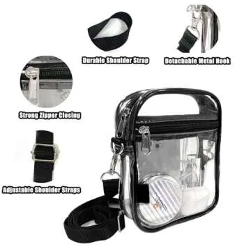 Fibrdoo Clear Crossbody Purse Bag, Clear Bag Stadium Approved with Front Pocket for Concerts Sports Festivals