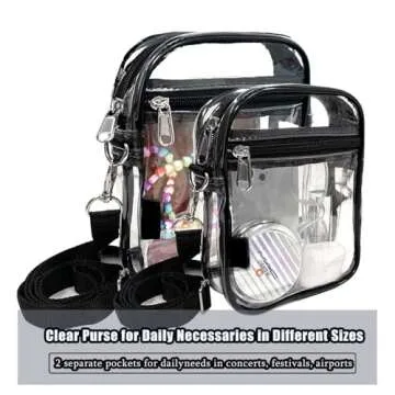 Fibrdoo Clear Crossbody Purse Bag, Clear Bag Stadium Approved with Front Pocket for Concerts Sports Festivals