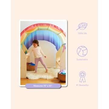 Sarah's Silks Giant Playsilk | 100% Silk Toy for Toddlers | Bright Colored Large Scarves for Fort Building and Pretend Play - Rainbow