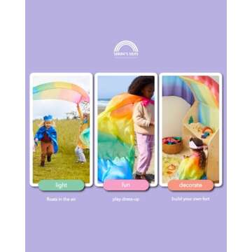 Sarah's Silks Giant Playsilk | 100% Silk Toy for Toddlers | Bright Colored Large Scarves for Fort Building and Pretend Play - Rainbow