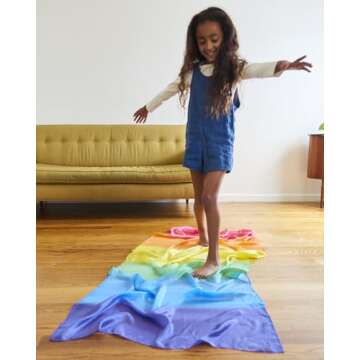 Sarah's Silks Giant Playsilk | 100% Silk Toy for Toddlers | Bright Colored Large Scarves for Fort Building and Pretend Play - Rainbow