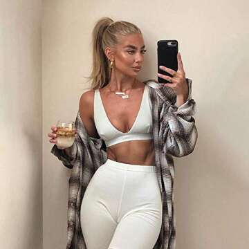 LuFeng Two Piece Outfits For Women High Waist Leggings and Crop Top Yoga Activewear Set