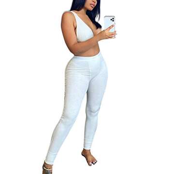 LuFeng Two Piece Outfits For Women High Waist Leggings and Crop Top Yoga Activewear Set