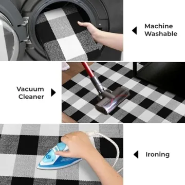 KOZYFLY Buffalo Plaid Rug Washable for Front Door and Patio