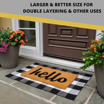 KOZYFLY Buffalo Plaid Rug Washable for Front Door and Patio