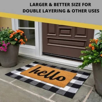 KOZYFLY Buffalo Plaid Rug Washable for Front Door and Patio