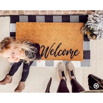 KOZYFLY Buffalo Plaid Rug Washable for Front Door and Patio