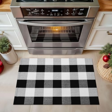 KOZYFLY Buffalo Plaid Rug Washable for Front Door and Patio