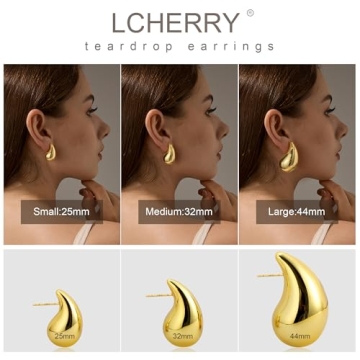 Chunky Gold Teardrop Earrings for Women Stylish Jewelry