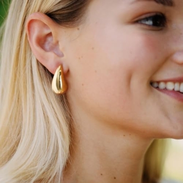 Chunky Gold Teardrop Earrings for Women Stylish Jewelry