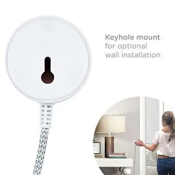 Cordinate Extension Cord with Switch On/Off Plug, 6 Ft Braided Power Cord Outlet Switch, 3 Prong, Slip Resistant Base, Tabletop or Wall Mount, Perfect for Lamps/Holiday Lights, White/Gray, 41095