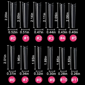 No C Curve 3XL Long Coffin Nail Tips, 420pcs Clear Acrylic Coffin Shape SWETIDY Flattened Half Cover False Nails for Salon&Home DIY French ABS Nail Art Tips,12 Sizes