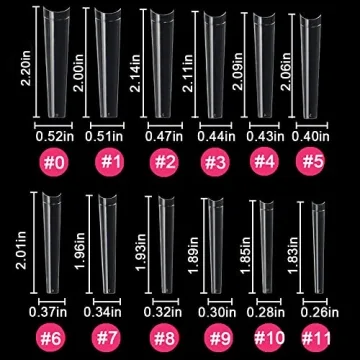 No C Curve 3XL Long Coffin Nail Tips, 420pcs Clear Acrylic Coffin Shape SWETIDY Flattened Half Cover False Nails for Salon&Home DIY French ABS Nail Art Tips,12 Sizes