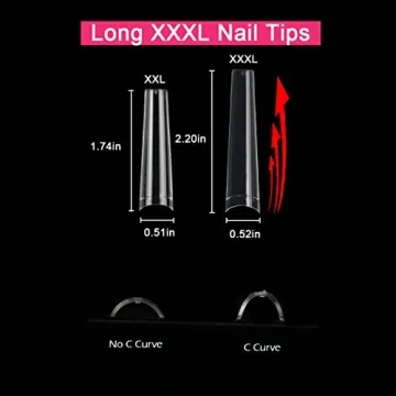No C Curve 3XL Long Coffin Nail Tips, 420pcs Clear Acrylic Coffin Shape SWETIDY Flattened Half Cover False Nails for Salon&Home DIY French ABS Nail Art Tips,12 Sizes