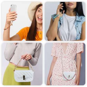 X-Lounge Phone Wrist Strap Beaded Phone Charms Hand Lanyard Strap Beaded Detachable Phone Bracelet F...