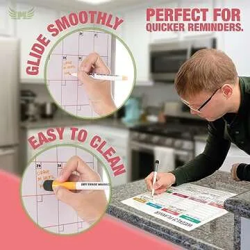 Magnetic Calendar for Fridge Set of 3 17”x13” Fridge Calendar Dry Erase, Weekly Planner Magnetic Fridge to-do List Family Calendar | Includes 6 Dry Erase Pens by Mommy Marvel