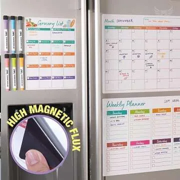 Magnetic Calendar for Fridge Set of 3 17”x13” Fridge Calendar Dry Erase, Weekly Planner Magnetic Fridge to-do List Family Calendar | Includes 6 Dry Erase Pens by Mommy Marvel