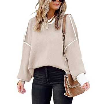 ETCYY Womens Oversized Sweaters Fall 2025 Fashion Clothes Trendy Batwing Sleeve Colorblock Striped Knit Pullover Sweater Tops