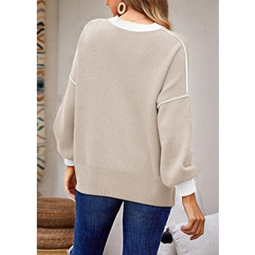 ETCYY Womens Oversized Sweaters Fall 2025 Fashion Clothes Trendy Batwing Sleeve Colorblock Striped Knit Pullover Sweater Tops