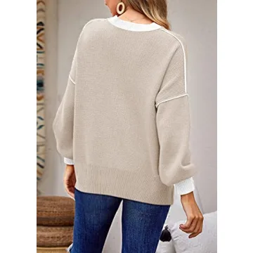ETCYY Womens Oversized Sweaters Fall 2025 Fashion Clothes Trendy Batwing Sleeve Colorblock Striped Knit Pullover Sweater Tops