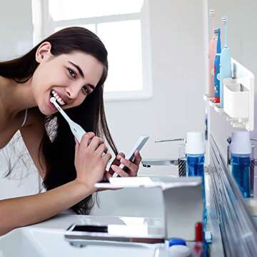 simpletome Adhesive Electric Toothbrush Holder Wall Mounted Razor Hanger Bathroom Organizer Box ABS (White)