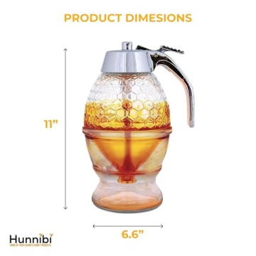 Hunnibi No Drip Glass Honey Dispenser - Mess-Free Sweetening
