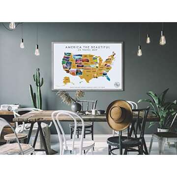 America The Beautiful USA Scratch Off Map- Interactive Travel Scratch Off Poster Reveals Beautiful Nature Photography of Each 50 States - Travel Poster - Traveler Wall Decor (white)