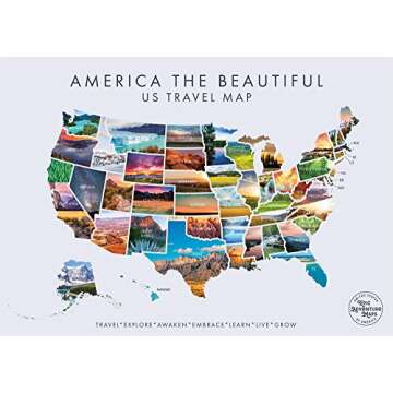 America The Beautiful USA Scratch Off Map- Interactive Travel Scratch Off Poster Reveals Beautiful Nature Photography of Each 50 States - Travel Poster - Traveler Wall Decor (white)