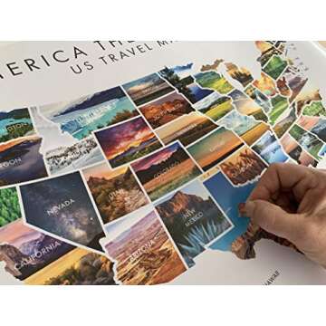 America The Beautiful USA Scratch Off Map- Interactive Travel Scratch Off Poster Reveals Beautiful Nature Photography of Each 50 States - Travel Poster - Traveler Wall Decor (white)