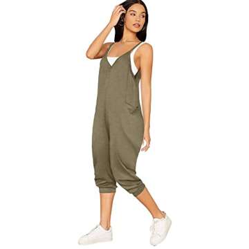 STOLKISS Women’s Spaghetti Strap Jumpsuits Summer Casual Sleeveless V Neck Thin Shoulder Strap Adj...