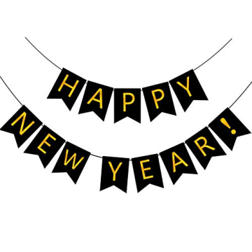 FECEDY Happy New Year Gold Alphabet Party Banner