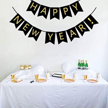 FECEDY Happy New Year Gold Alphabet Party Banner