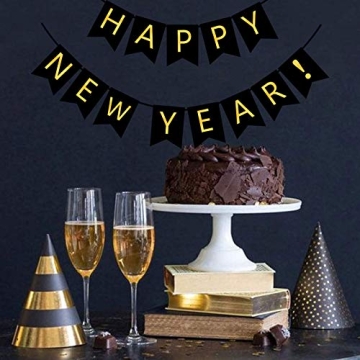 FECEDY Happy New Year Gold Alphabet Party Banner