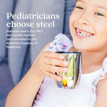 Ahimsa Stainless Steel Conscious Cup | 8 Ounce Cup | Toddler Dishware | No Plastic | 100% BPA Free | Dishwasher Safe (Classic Stainless)