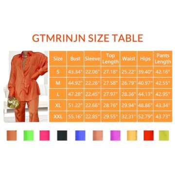 GTMRINJN Womens Silk Satin 2 Piece Outfit Long Sleeve Lapel Button Down Tops Wide Leg Palazzo Loungewear Pajama Set