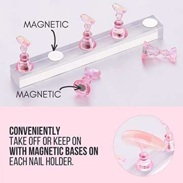 Makartt Nail Stand for Press On Nails Display Practice Art Magnetic Fake Nail Holder for Painting Na...