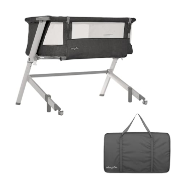 Dream On Me Skylar Bassinet and Beside Sleeper in Black, Lightweight and Portable Baby Bassinet, Fiv...