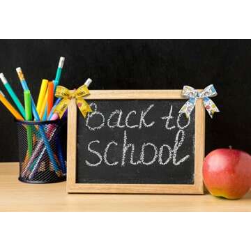 Estivaux 4 PCS Back to School Ribbons for Crafting, 1" Width Grosgrain Ribbon Yellow Green Ribbon Preschool Pencils Apples Craft Ribbons for Kindergarten Decorations Sewing DIY Crafts Supplies