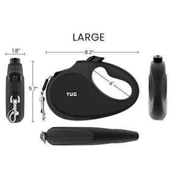 TUG 360° Tangle-Free Retractable Dog Leash with Anti-Slip Handle | 16 ft Strong Nylon Tape | One-Ha...