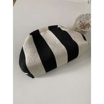 Verdusa Women's Colorblock Clutch Handbags Casual Crochet Bag Small Purse Black and White one-size