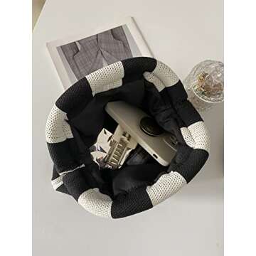 Verdusa Women's Colorblock Clutch Handbags Casual Crochet Bag Small Purse Black and White one-size