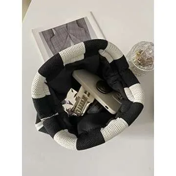 Verdusa Women's Colorblock Clutch Handbags Casual Crochet Bag Small Purse Black and White one-size