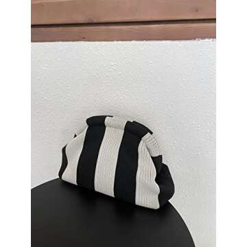 Verdusa Women's Colorblock Clutch Handbags Casual Crochet Bag Small Purse Black and White one-size