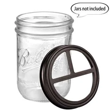 [Wide Mouth ONLY] SheeChung 2 Pack Mason Jar Toothbrush Holder Lid - Rustproof 304 Stainless Steel for Ball Mason Jar or Any Pint. Jar, Farmhouse Decor Bathroom Accessories Set - Bronze