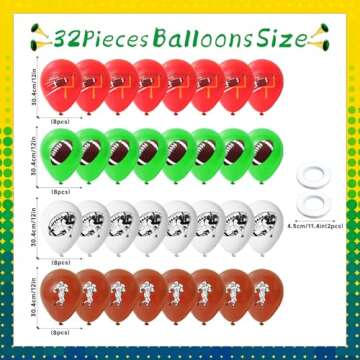 32 Pcs Football Balloons Football Birthday Party Decorations White Green Brown Red Sports Football P...