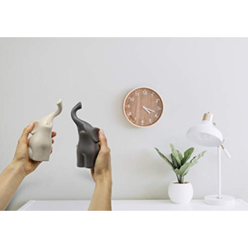 Vaudagio Loving Pair of Elephants in Beige & Grey - Modern Ceramic Sculpture - Figurine as a Set - Decoration Figure 6.3" high - Ornament Elephant in Love