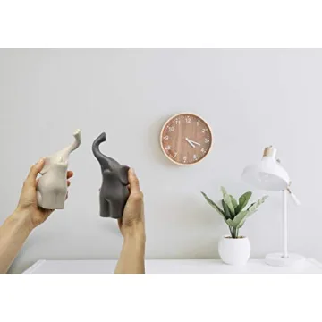 Vaudagio Loving Pair of Elephants in Beige & Grey - Modern Ceramic Sculpture - Figurine as a Set - Decoration Figure 6.3" high - Ornament Elephant in Love