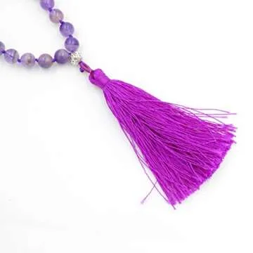 malahill mala beads necklace for women man, mala bracelet, prayer beads necklace, amethyst tassel necklace