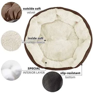 Asvin Small Dog Bed for Small Dogs, Cat Beds for Indoor Cats, Pet Bed for Puppy and Kitty, Extra Soft & Machine Washable with Anti-Slip & Water-Resistant Oxford Bottom, Brown, 20 inches