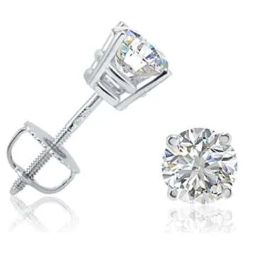 Elegant 1ct Diamond Studs in 14K White Gold - Amanda Rose Collection